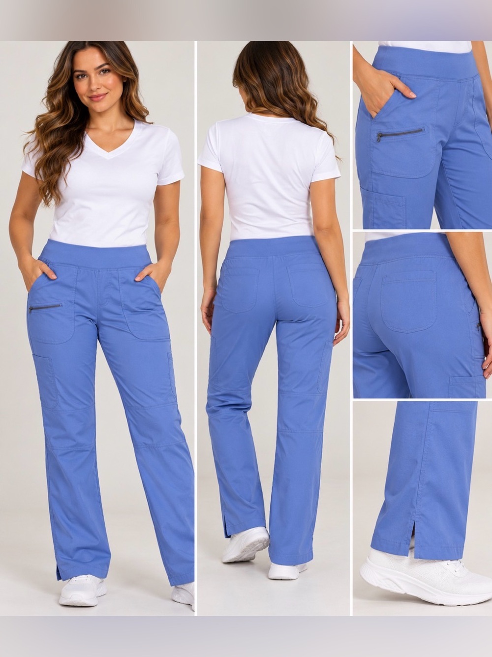 Women’s Boot Cut Scrub Pants in Periwinkle Blue size M